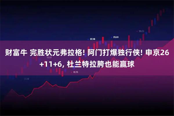 财富牛 完胜状元弗拉格! 阿门打爆独行侠! 申京26+11+6, 杜兰特拉胯也能赢球